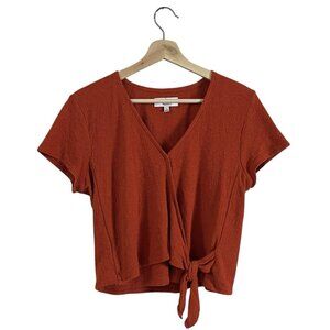 Texture & Thread x Madewell Wrap Tie Top Small Surplice V Neck Spiced Cinnamon